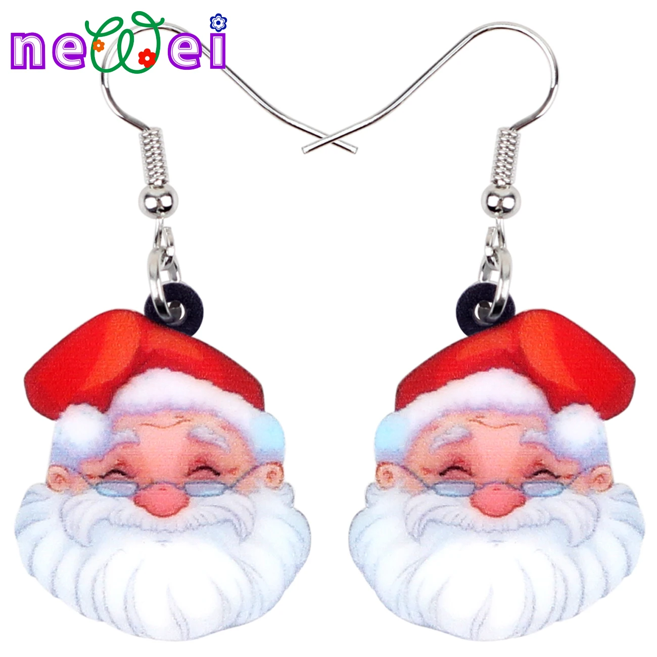 

Acrylic Sweet Christmas White Beard Santa Claus Earrings Drop Dangle Fashion Jewelry For Women Girls Teens Unique Charms Gifts, Multicolor