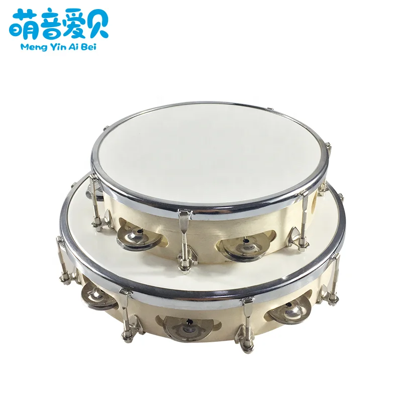 

Percussion musical instrument 8 inch wooden hand tunable tambourine, As picture