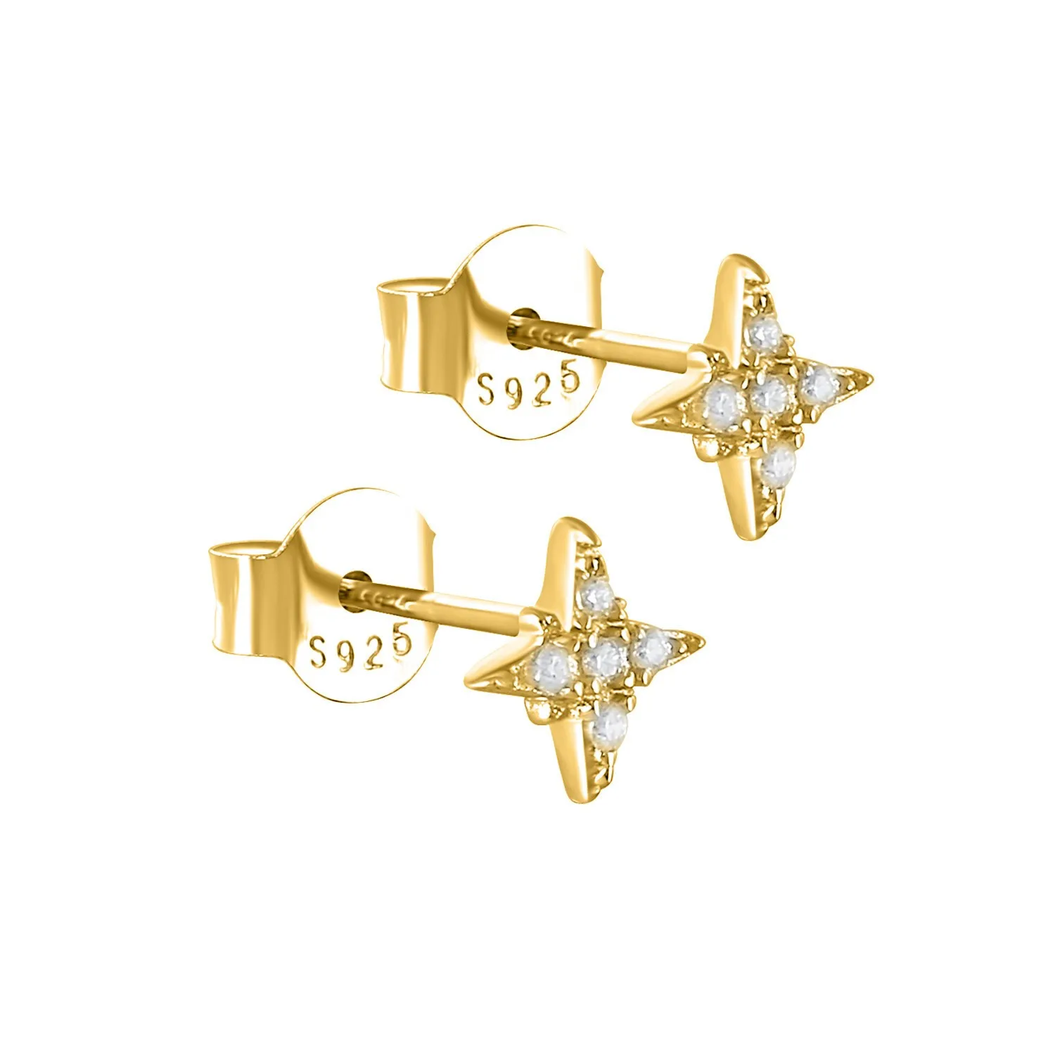 

925 Sterling Silver Eight Pointed Star diamond Stud Earrings European and American hot earrings