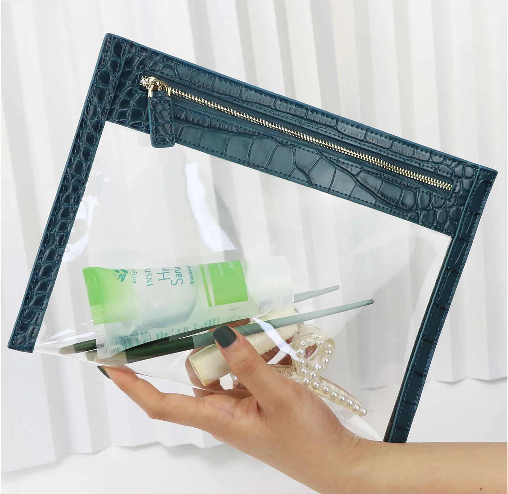 

Personalized makeup transparent clear tpu clutch cosmetic bag wholesale ladies pouch bag