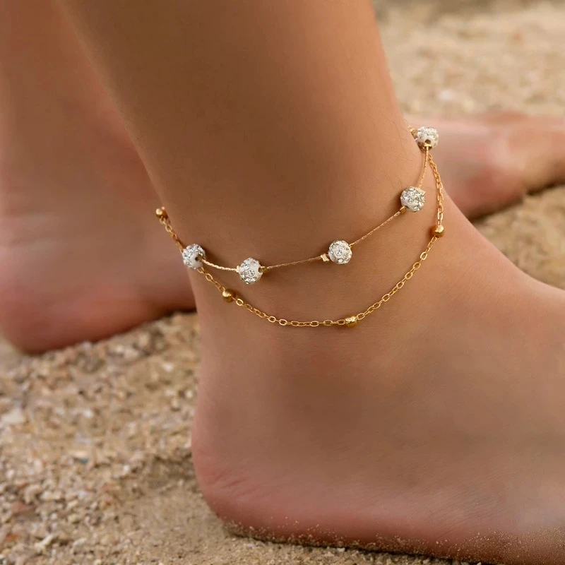 

2021 Summer Beach Barefoot Sandals Anklet Bracelet on the leg 2pcs/set Boho Anklets for Women