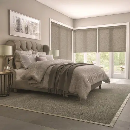 ZSTARR Customized 100% Blackout Alexa Zigbee Home Auto Smart Motorized Window Roller Blinds Shades for Living Room French Window