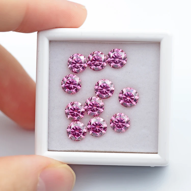

YuyingGems Wholesale 6.5mm and 8.0mm Loose Gemstone High Quality Round Brilliant Cut Pink Moissanite Stone