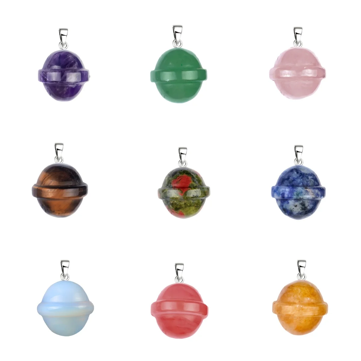 Wholesale Polished Natural Mini 20MM Crystal Cute Planet Shaped Stone Pendants for Home DIY Jewelry Making