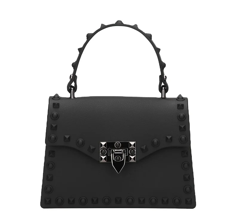 

Wholesale Ladies PVC Rivet Shoulder Bags Designers Women Jelly Rivet Bag Purses