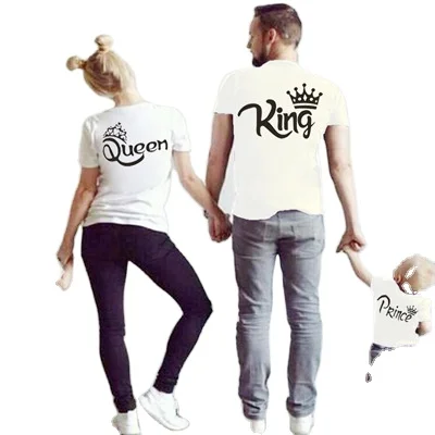 

Crown Hat New Family Parent-child Clothes Khmer Men and Women European and American King Queen T-shirt