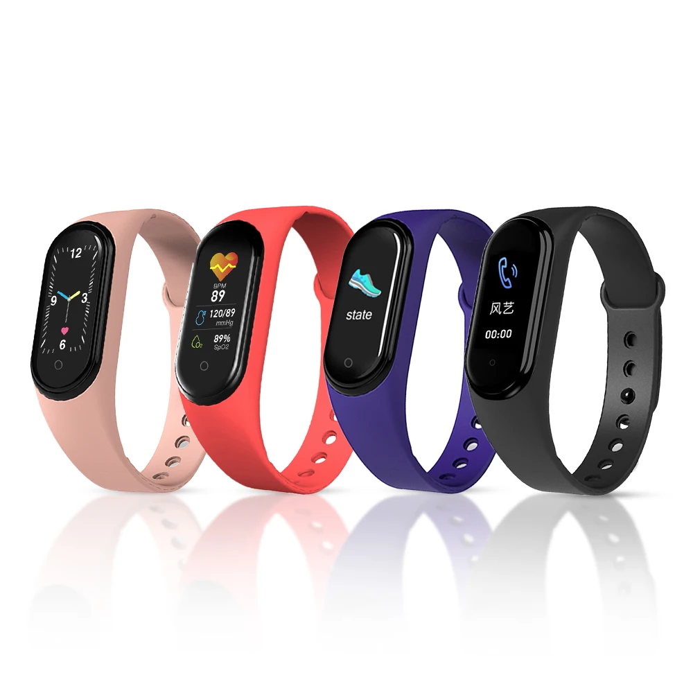 

Cheap Smart Band M5 with Heart rate Blood pressure Fitness Smart Bracelet M5 M4 T500 T55 X6 X7 W26 W34 W5 W6 Y68 116plus heart, Black,blue,pink,red