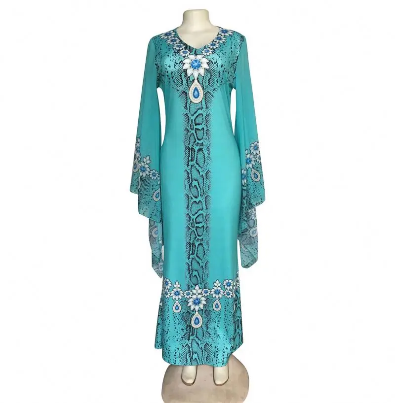 

African Printed Plus Size Women Clothing Casual Boutique Long Sleeve Dress for Lady, Peach, nude, turquoise
