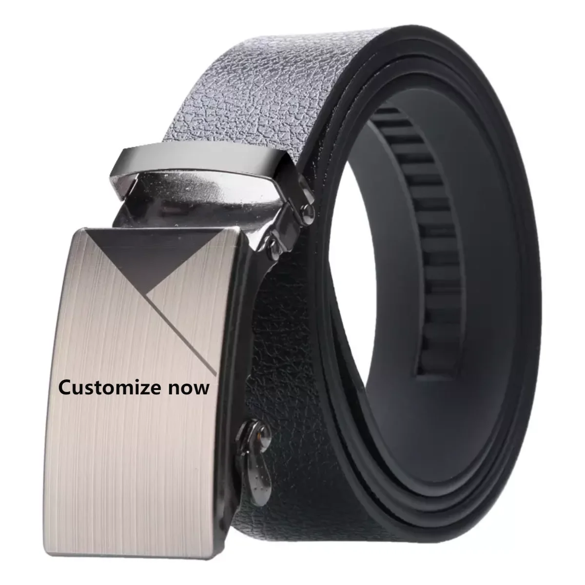 Gold/Silver Genuine Leather Automatic Buckle Waist Strap Belt Black Waistband 