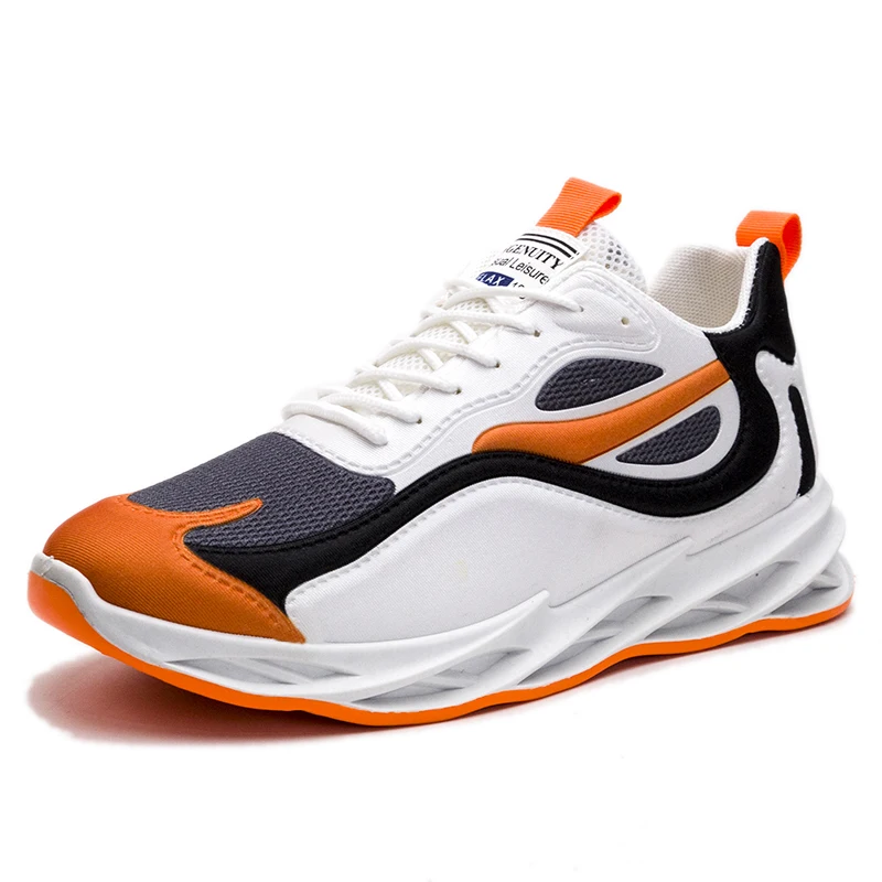 

China wholesale high quality fashion mens running sneakers sports shoes, Orange white, blue red, blue white, grey