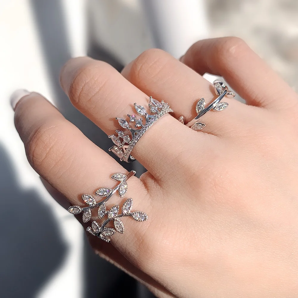 

925 Sterling Silver Jewelry Ring Plating White Gold Rose Gold CZ Engagement Rings
