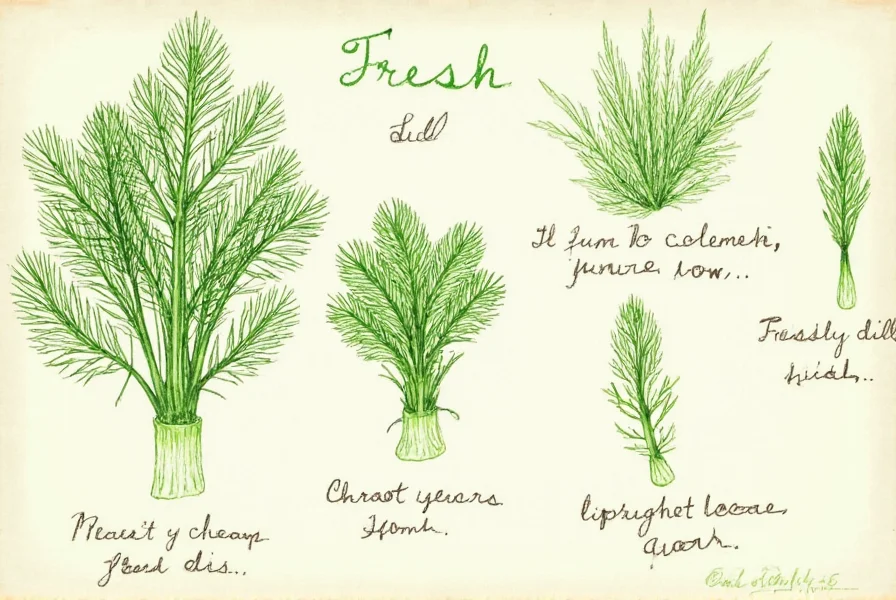 Close-up of fresh dill showing feathery green fronds on thin stems