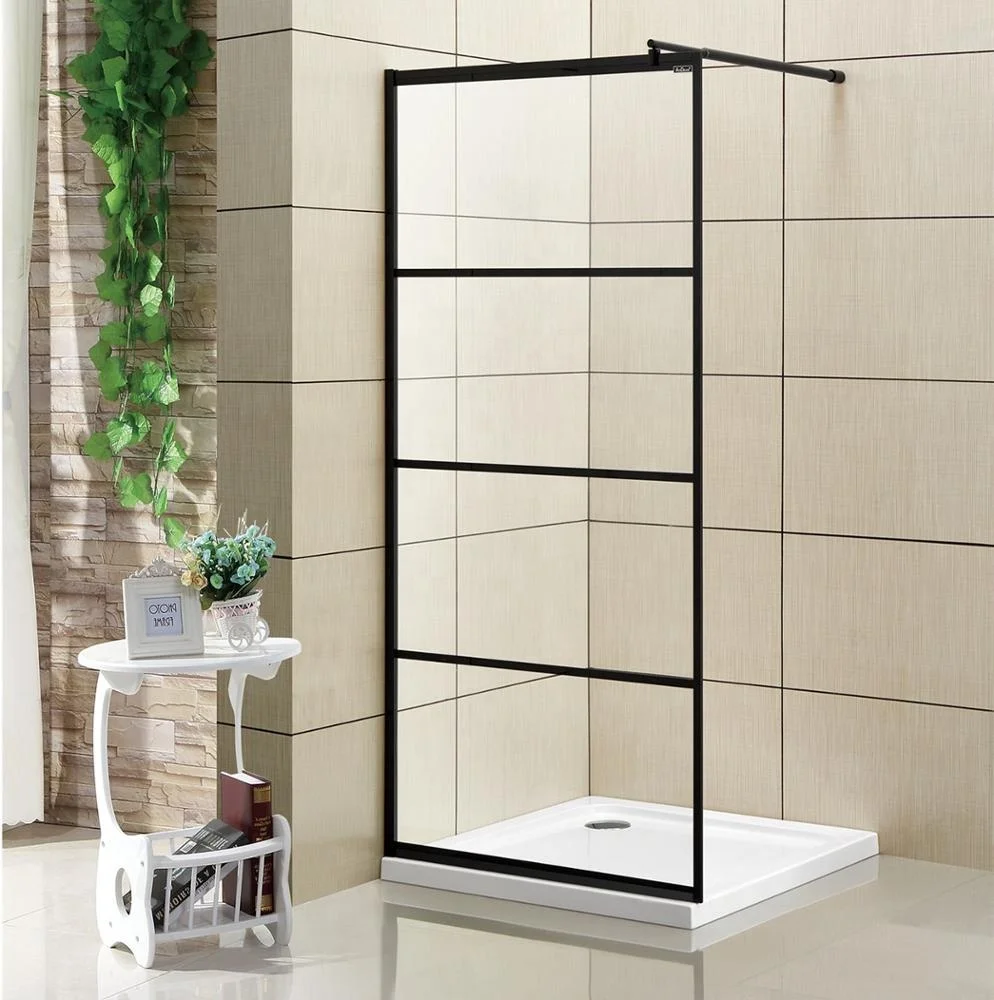 
Corner bathroom custom frameless 2 sided shower cubicles shower cabin unit glass doors shower enclosures with black hinge 
