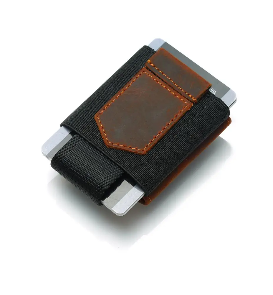 

Factory Customization Elastic Genuine Leather Credit Card Holder Minimalist Real Leather Card Wallet with Coin Purse for Men, Customized