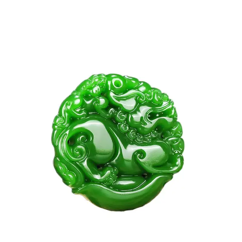 

Green Jade Pixiu Pendant Fashion Tiger Jewelry Natural Amulet Jadeite Gifts Charm Carved Women Men Necklace Chinese