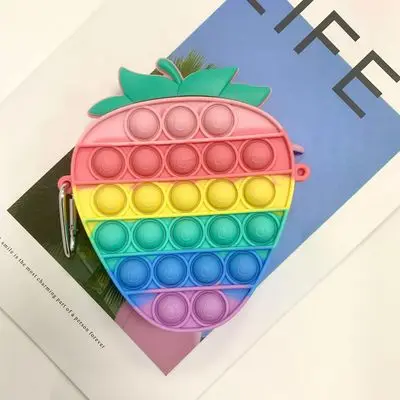 

Children Circle Silicone Kids Color Pastel Cartoon Coin Purse Bag New Pops Toy It Push Pouch Wallet, Picture