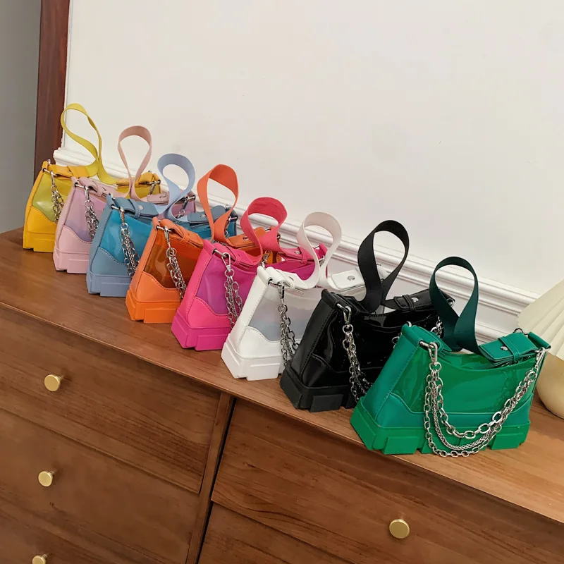

Rainbow Designer Jelly PVC Clear Women Purses and Handbags 2021 Hot Selling Crossbody Single Shoulder Bag