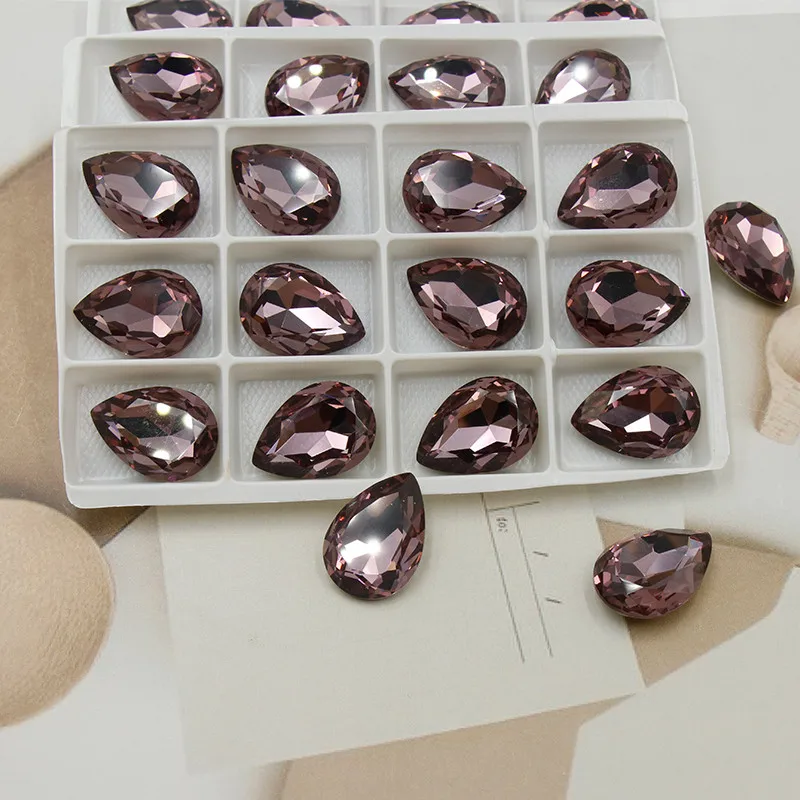 

Paso Sico Drop Light Amethyst Point Back Colored Glass Stone for Women Sunglasses Shiny Decoration