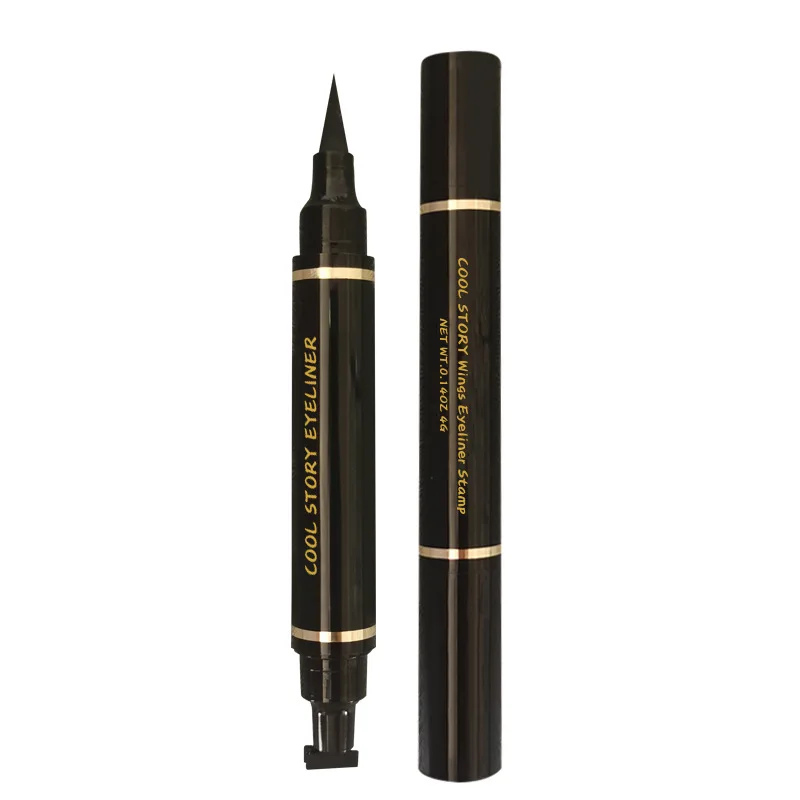 

High Quality 2 Sets Of Double Head Best Waterproof Fast Dry 24 Hours Eyeliner Stamp, Black