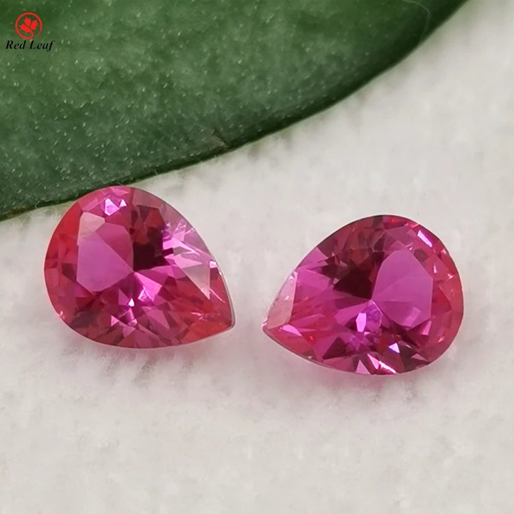 

Redleaf Gems Rose ruby 3# synthetic corundum gemstone pear shape loose gemstone