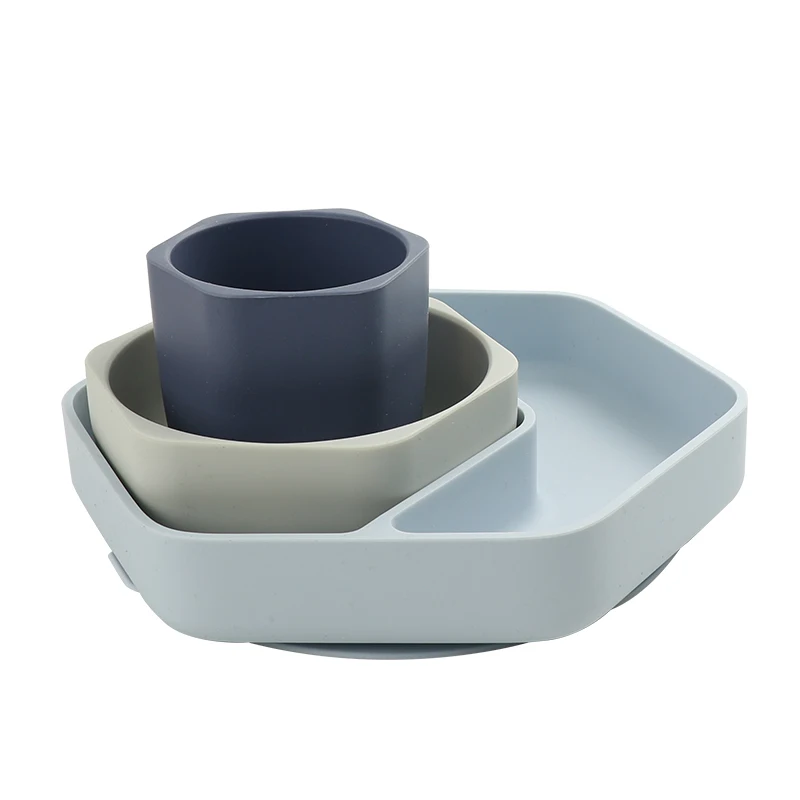 

Special design for children silicone eco friendly colorful baby dining tableware set, Blue,pink