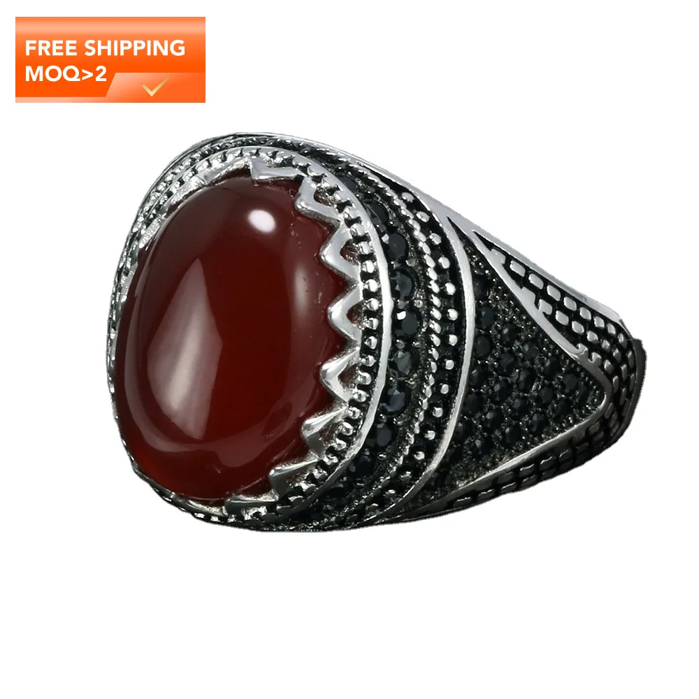 

Black Green Red Color Jewelry Findings Men Silver Ring Gemstone Rings For Men