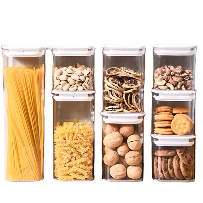 

7pcs Set Airtight Food Storage Containers Plastic Cereal Containers With Airtight Lids Kitchen Pantry Organizer And Storage Tank