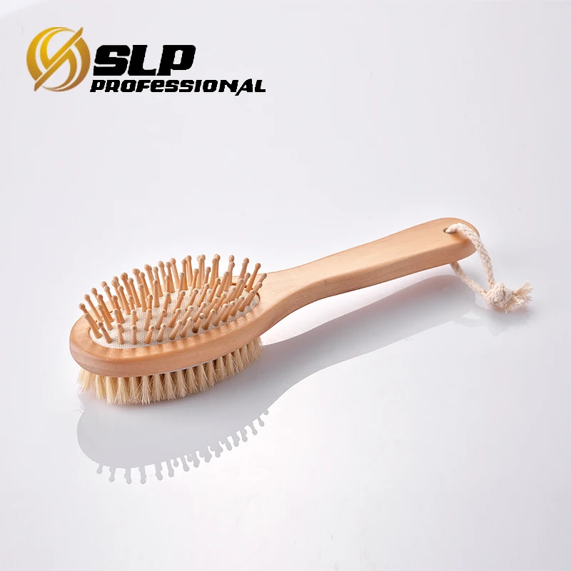 
Double Side Massage Bristle short Wooden Handle Bath Brush Spa Shower Body Cleaning Scrubber 