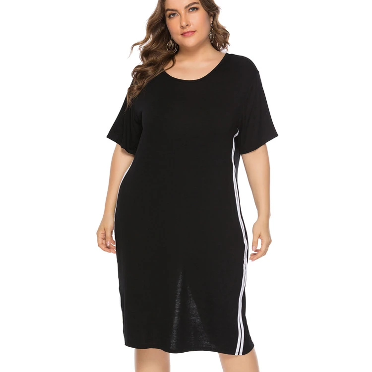 

F30558A New arrival solid color short sleeve dresses women plus size dresses, As picture