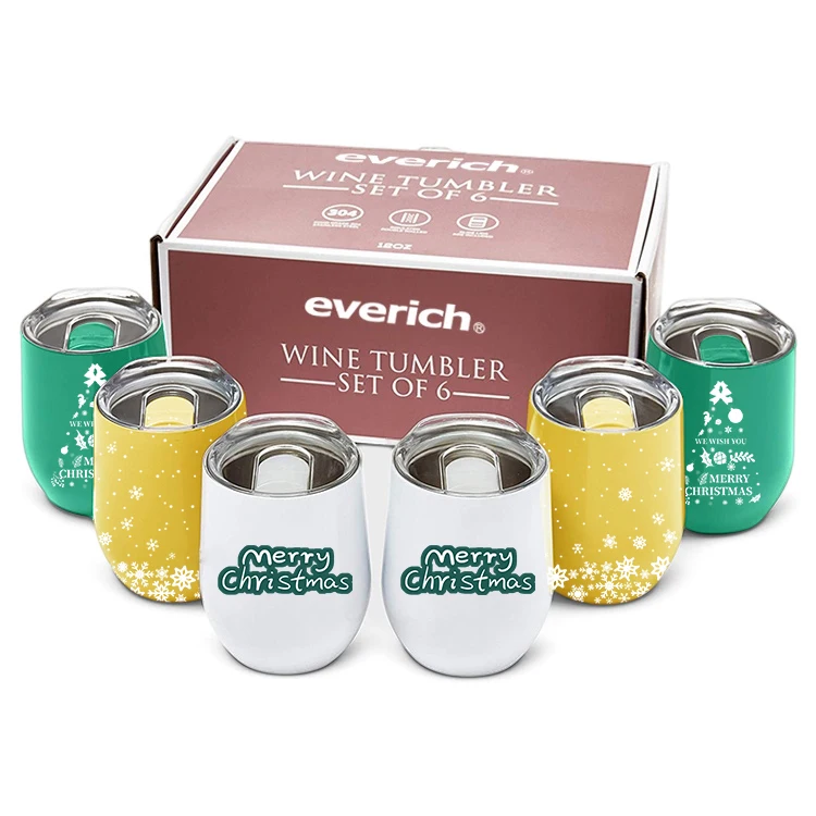 

everich custom wine tumbler 8oz 12oz wholesales christmas gift, Customized colors acceptable