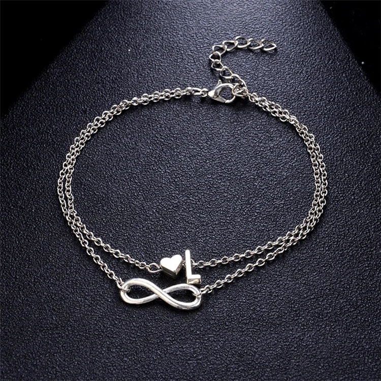 

Silver Color Anklet Letter Heart Bohemian Boho Charm Feet Jewelry Bracelets for Women, Picture