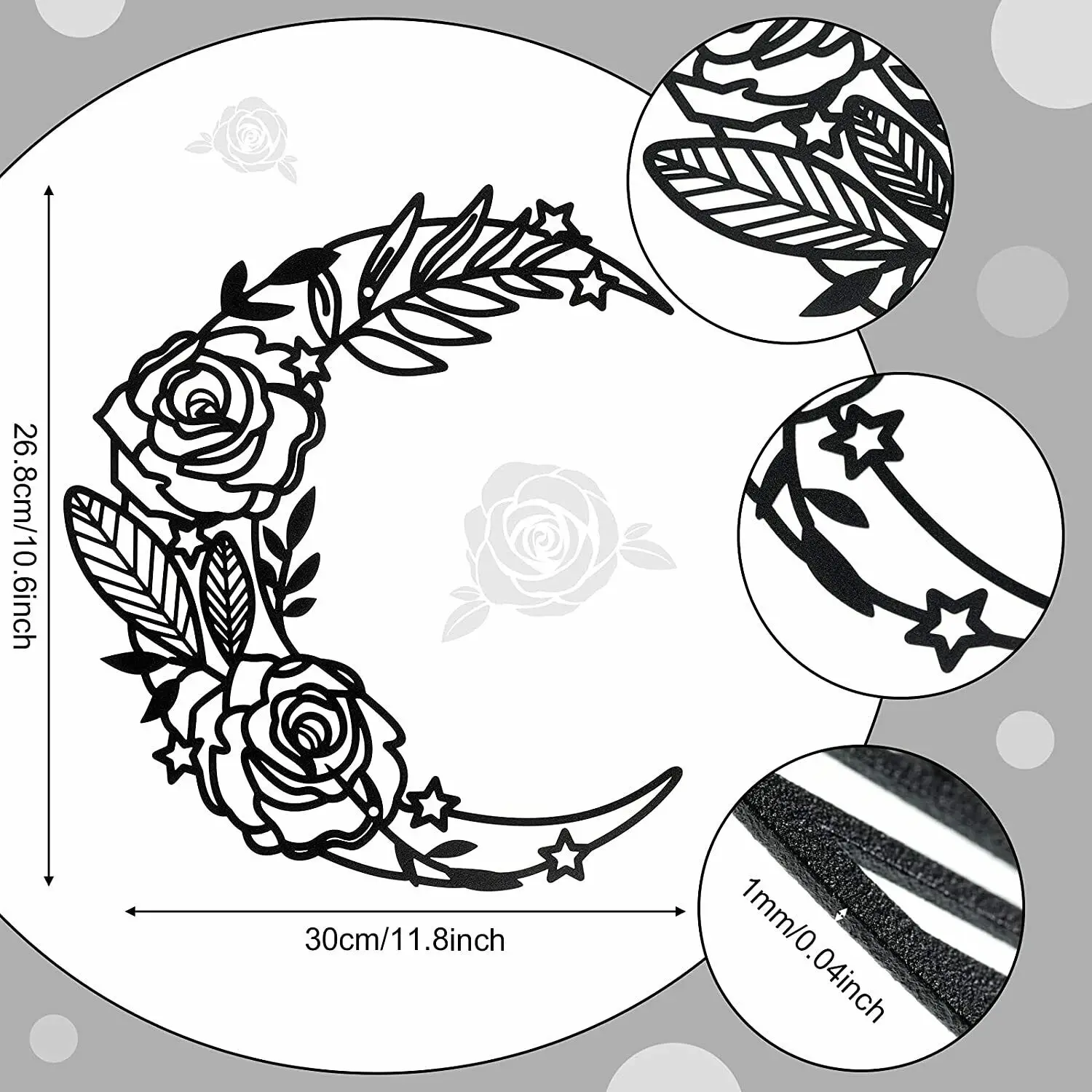 

Moon Phase Wall Art Boho Moon Wall Home Decor Hanging Moon Home Decor, Black