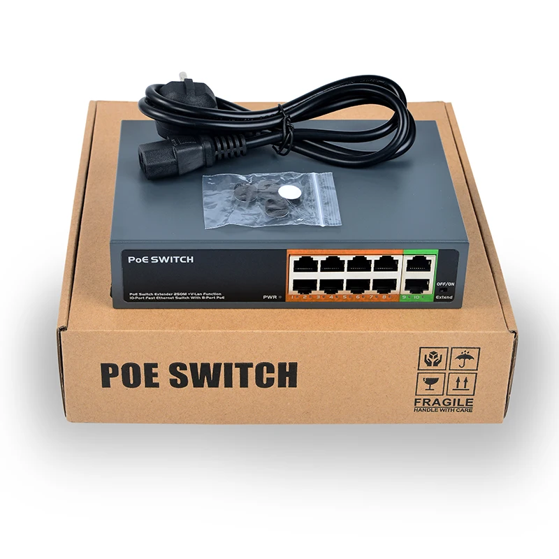 PSE108EX V2.0 switch 48V poe switch 8 port 10/100M 96W plus 2 uplink poe network switch