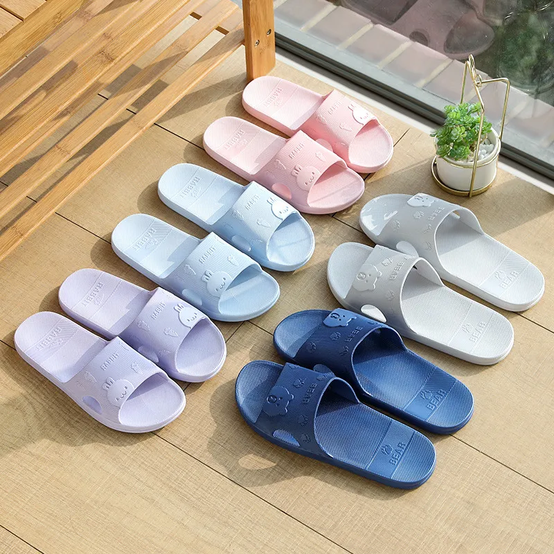 

Female Summer Couple Bathroom Sandals Slippers Bathing Home PVC Non-slip Soft Bottom Household Slippers, As the picture display