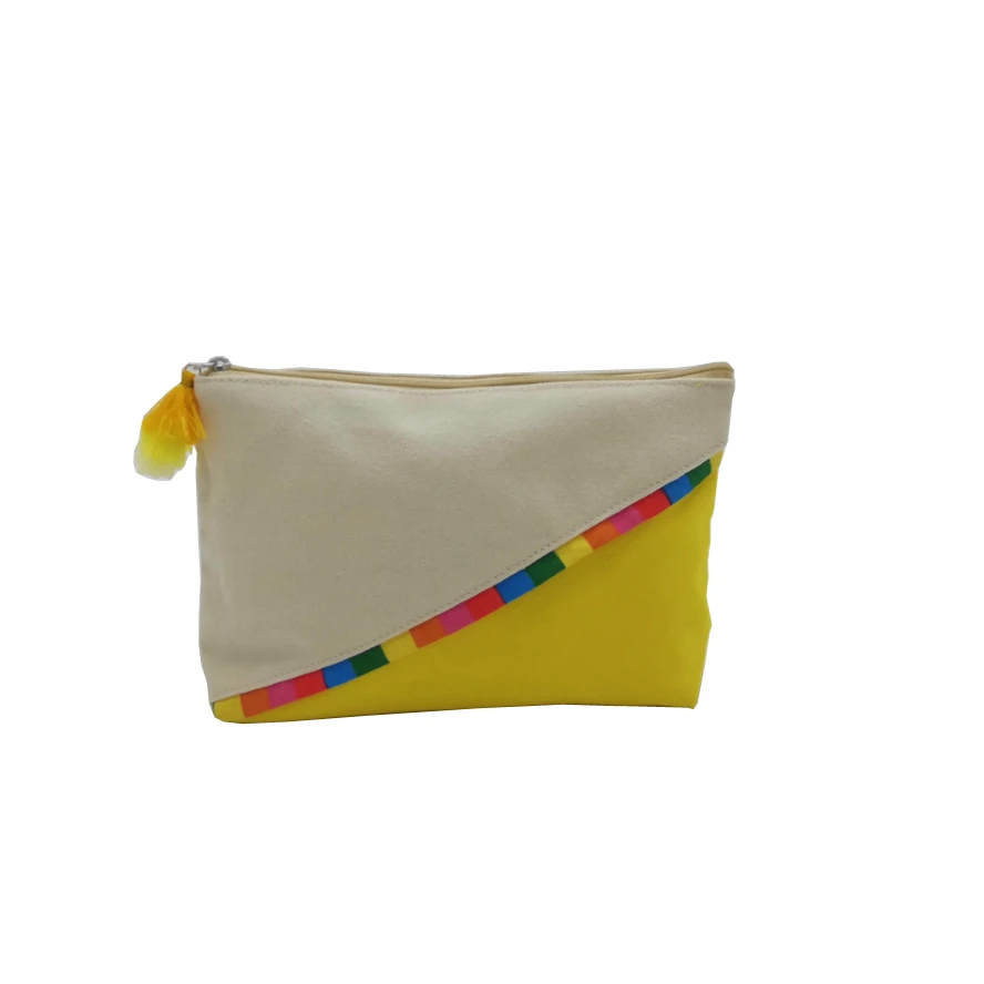 

Wholesale Custom Make Up Pouch With Tassel Women's Canvas Toiletry Bag, Customized