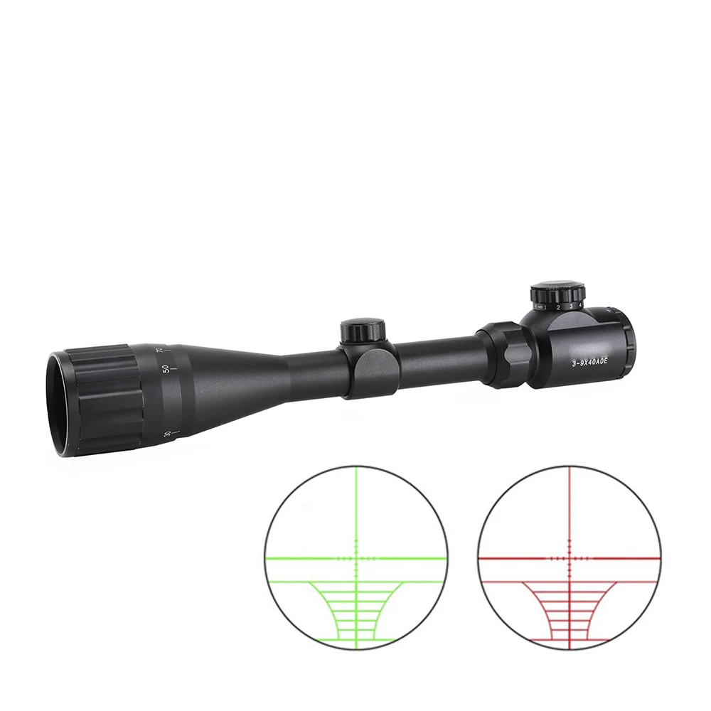 

SPINA OPTICS 3-9X40 AOE Optical Sight Red Green illuminated Crosshair Reticle air gun riflescopes hunting scope, Black