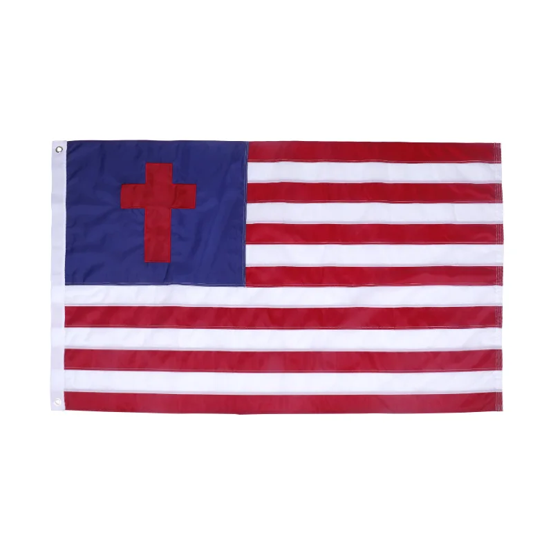 美国基督教十字和条纹刺绣国旗 5x3 英尺 - buy 基督教国旗,十字架和