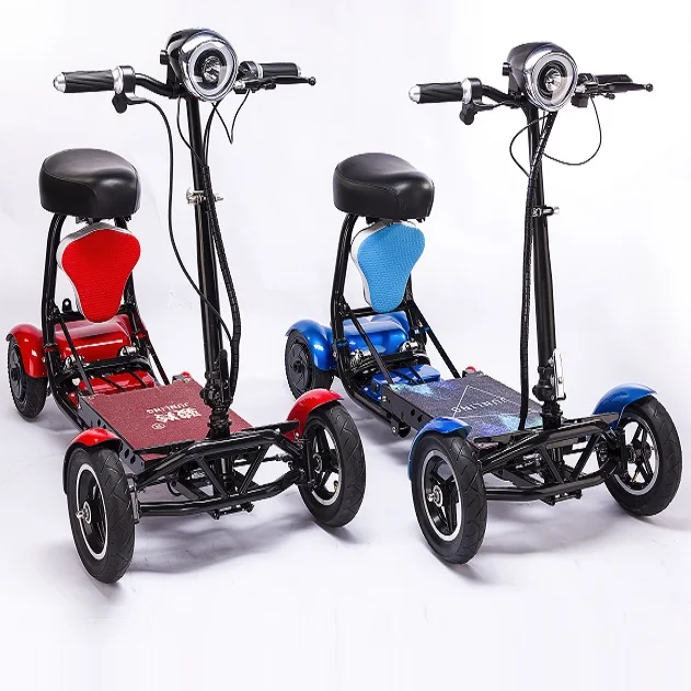 

2021 Best Selling Electric Motorcycle Scooter for Adults 4 Wheels Folding Electric Mobility Scooter 500W Brushless Rear Motor, Black white blue red customized color