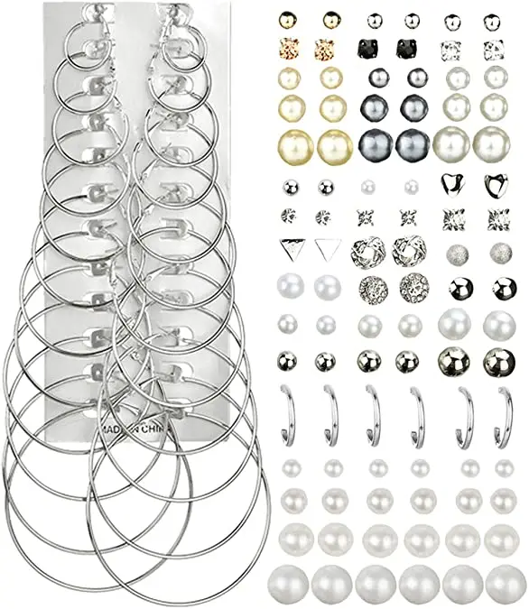 

New Shiny Crystal Pearl Earrings Stud Set Assorted Multiple Styles Sexy Big Hoop Earring Jewelry for Women Girls