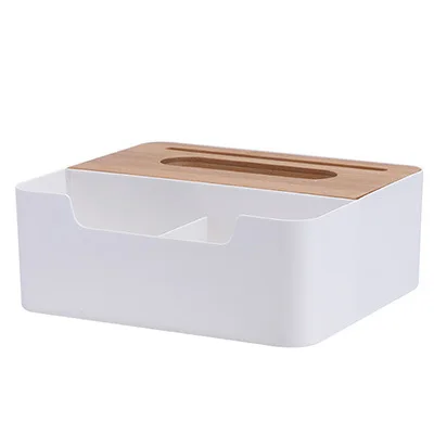 

New Wooden lid desktop split tissue box coffee table household living room plastic remote control storage box