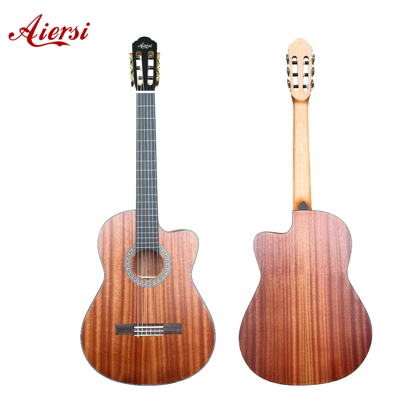 Aiersi Brand Cheap Price Matte Finish Cutaway Classical Guitar with Natural Color