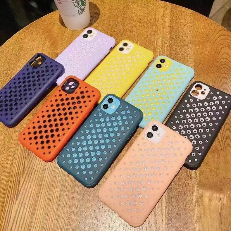 

2021 cooling TPU mobile phone cover Simple mobile phone cover with cooling net for iPhone 12 11 Pro cooling ventilation sleeve