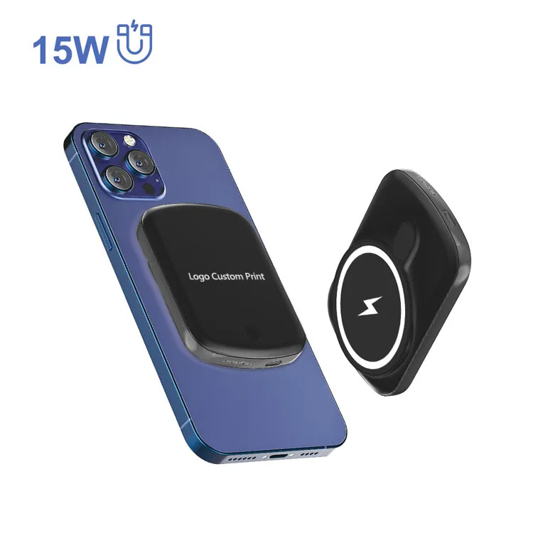 

Portable Magnetic Wireless Safe Charger Power Bank 5000/10000mAh External Battery Fast Charging Set for iphone 13 12, Newly added blue