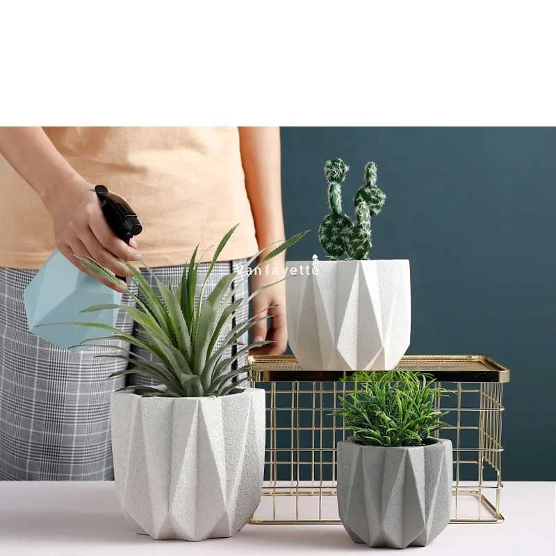 

6" Flowerpot Decoration Garden Pot and Planter UK Cement Mini Flowerpot 3D Geo Flowerpot without Saucer, Optitional