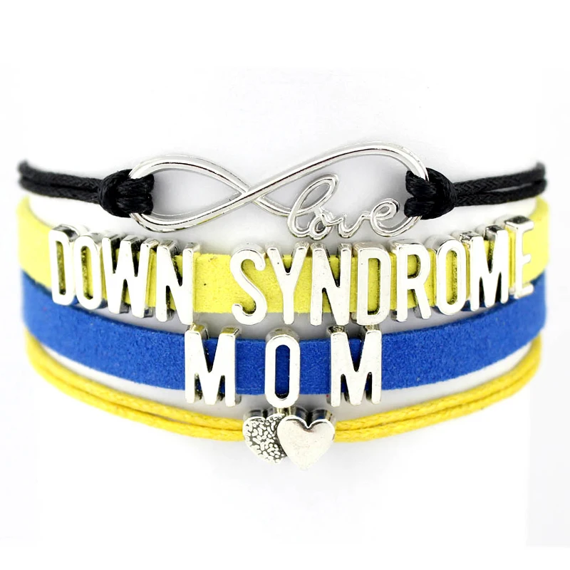 

Be Brave Cure Down Syndrome Warrior Fighter Survivor Hope Faith Love Down Syndrome Mom Blue Yellow Ribbon Awareness Bracelets, Silver plated