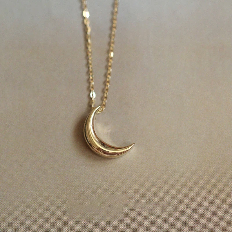 

simple collar de luna 925 sterling silver moon crescent clavicle necklace