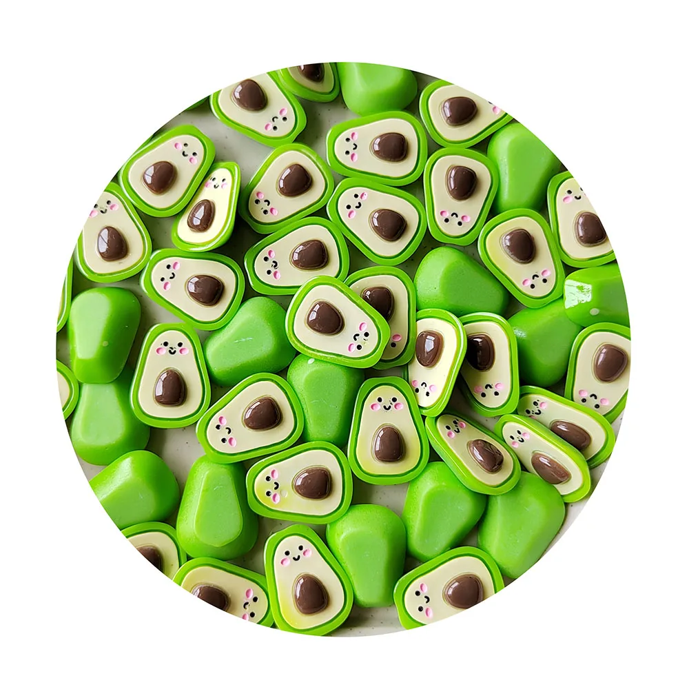 Cute Mini Avocado Flat Backs Food With Faces Kawaii Tropical Fruit Resin Cabochons Earring Keychain Charms Diy Hair Bow Center