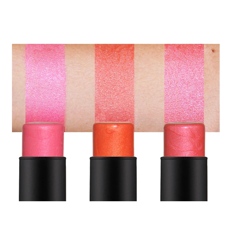 

OEM Popular Cream Blush stick private label 3 Color 3 in 1 ShimmerSingle Blusher Eyeshadow and Lipstick Cosmetics, 3 colors