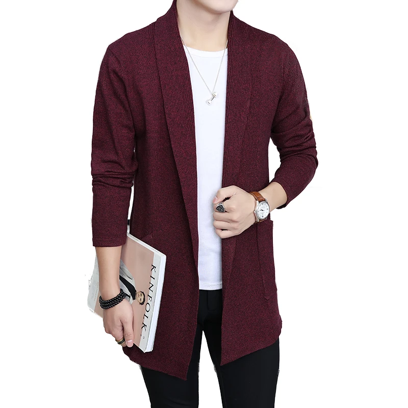 

Spot wholesale men's mid winter long knitted cardigan windbreaker sweater bottoming coat men's Cape