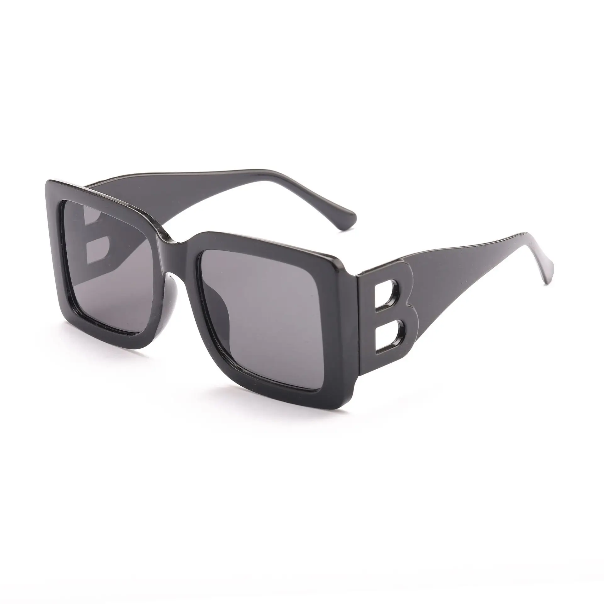 

Newest fashion 2021 plastic sun glasses Square B logo wide leg trendy famous brand designer oversized women shades sunglasses